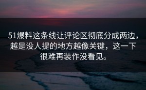 51爆料这条线让评论区彻底分成两边，越是没人提的地方越像关键，这一下很难再装作没看见。