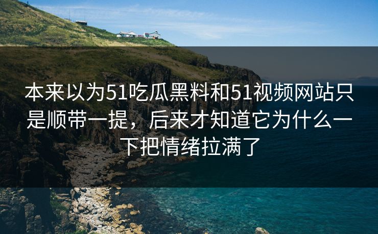 本来以为51吃瓜黑料和51视频网站只是顺带一提，后来才知道它为什么一下把情绪拉满了