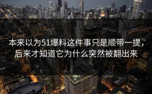 本来以为51爆料这件事只是顺带一提，后来才知道它为什么突然被翻出来