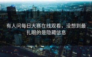 有人问每日大赛在线观看，没想到最扎眼的是隐藏信息