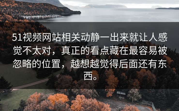 51视频网站相关动静一出来就让人感觉不太对，真正的看点藏在最容易被忽略的位置，越想越觉得后面还有东西。